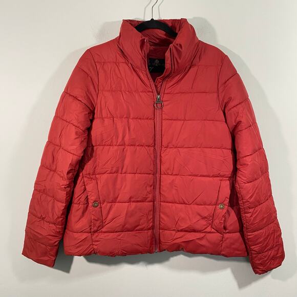Barbour Women Red Full Zip Hilton Quilt Puffer Jacket Size 8 - Picture 1 of 11